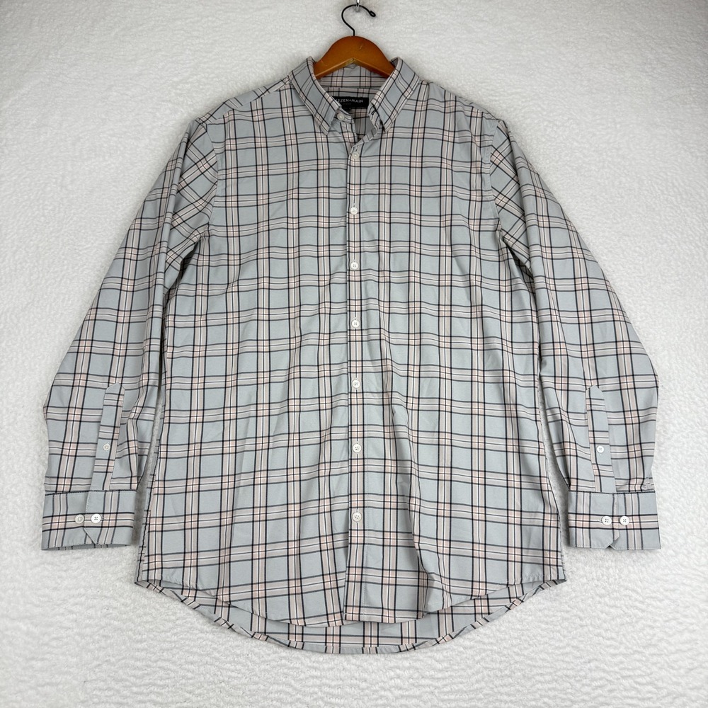 Mizzen+Main Leeward Mens‎ L Trim Fit Plaid Button Down L/S Shirt Made USA